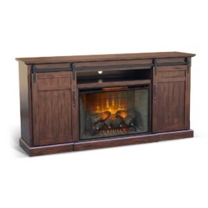 Assembled Tuscany TV Console w/ Electric Fireplace Insert Option